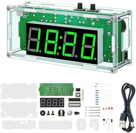 DIY Digital Clock Kit with 4-Digit Display and Acrylic Shell