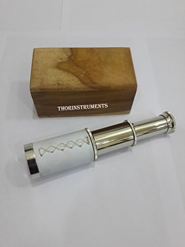 6 Inch Nautical Pirate Brass Telescope with Wooden Box