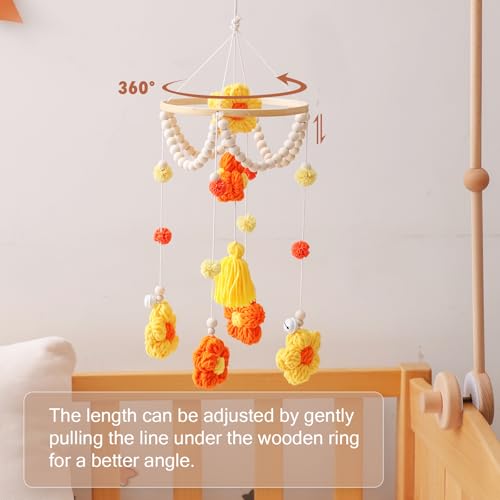 Baby Crib Mobile with Yellow Flowers for Boys and Girls
