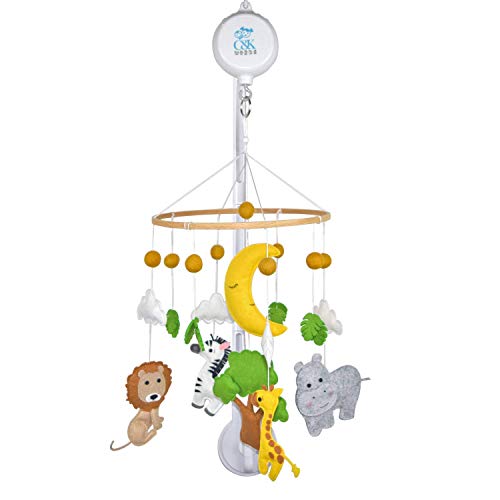 Baby Crib Mobile with Safari Animals and Lullaby Music Player