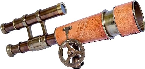 Vintage Brass Telescope with Leather Cover