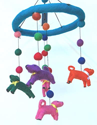 Baby Mobile with Handmade Wool Dogs for Crib