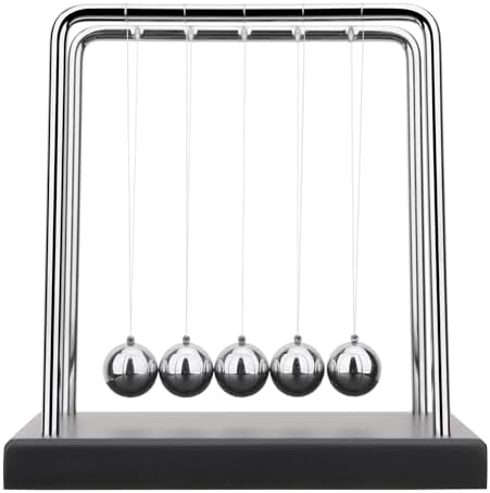 SEVNPRIME 5 Large Beads Newtons Cradle Desk Toy with Black Base