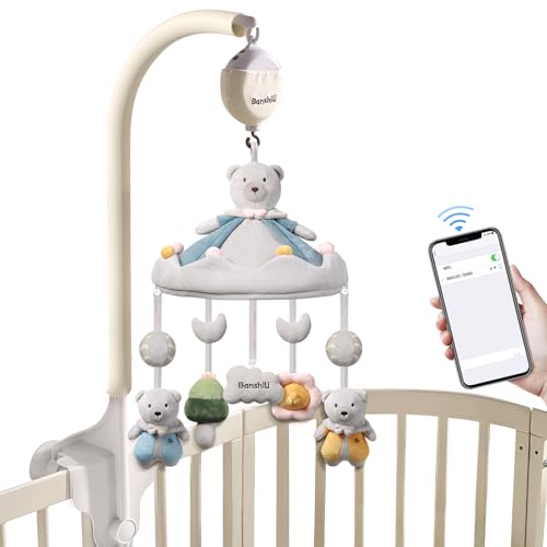 Banshili Baby Crib Mobile with Bluetooth Music and Soft Plush Toys