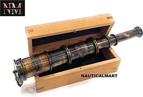 Handtooled Brass Spy Glass Telescope with Hardwood Box