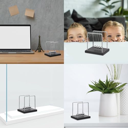 SEVNPRIME 5 Large Beads Newtons Cradle Desk Toy with Black Base