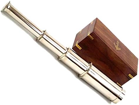 15 Inch Handheld Brass Telescope With Wooden Box