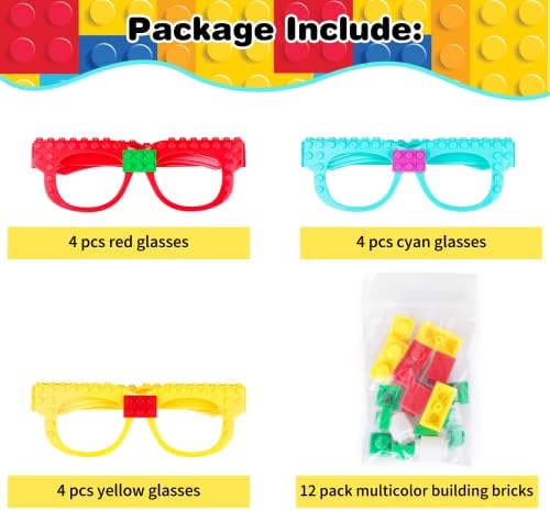 Hxezoc 12 Pcs Building Bricks Glasses Set