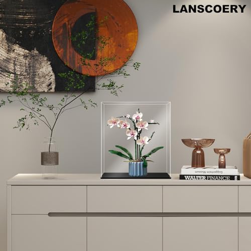 LANSCOERY Acrylic Display Case - 3x3x3 Inch Black Base with Dustproof Seamless Design