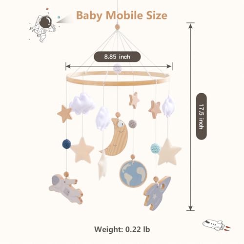 JETMHH Space Theme Wooden Crib Mobile