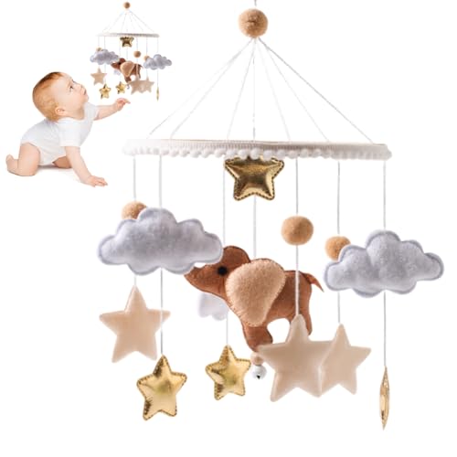 EUBUY Baby Mobile with Felt Balls and Elephant Design