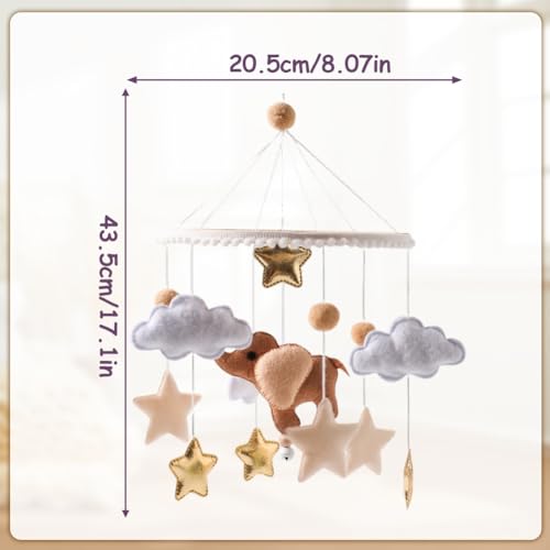 EUBUY Baby Mobile with Felt Balls and Elephant Design