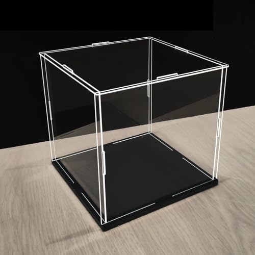 Clear Acrylic Display Case with Black Base for Collectibles