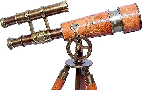 Vintage Brass Telescope with Leather Cover