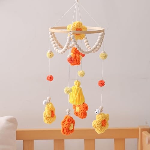 Baby Crib Mobile with Yellow Flowers for Boys and Girls