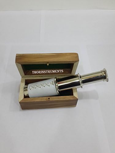 6 Inch Nautical Pirate Brass Telescope with Wooden Box