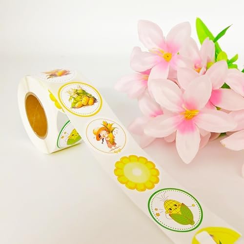 500 PCS Corn Labels Roll Stickers - Birthday Party Decorations