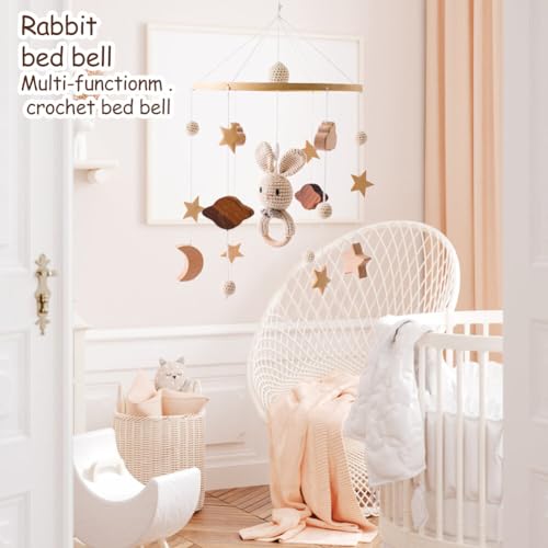 Bunny Baby Crib Mobile - Neutral Hand-Crocheted Decor