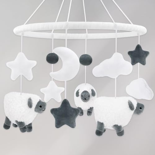 Gicoherero Sheep Baby Crib Mobile Neutral Farm Animal Hanging Decor