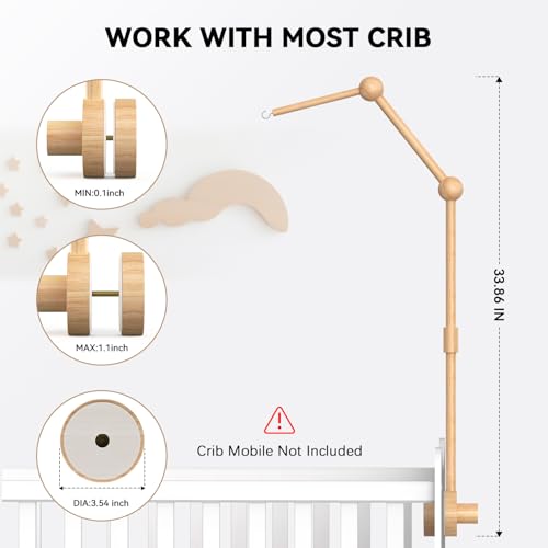 FEISIKE Crib Mobile Arm 3386 Inch Natural Beech Wood