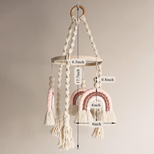 Rainbow Baby Crib Mobile - Pink Boho Decor