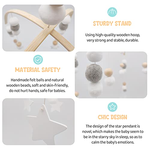 Gray-Star Boho Crib Mobile - Handmade Wooden Bead Decor