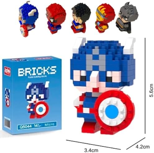 Superheroes Mini Building Blocks 5-Pack Collectible Display Set