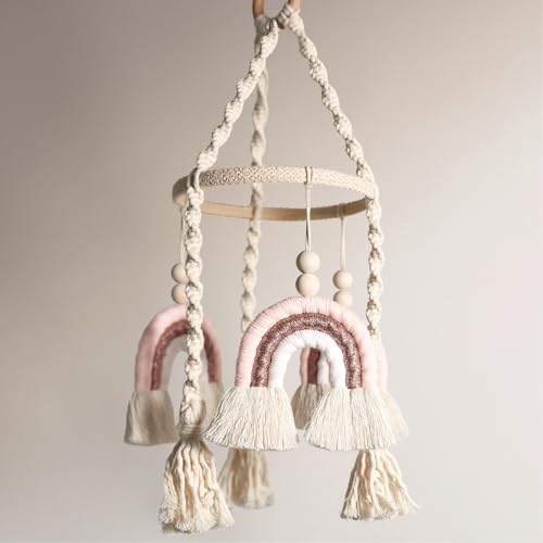 Rainbow Baby Crib Mobile - Pink Boho Decor