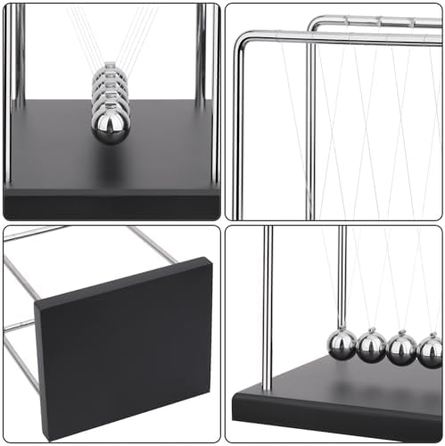 SEVNPRIME 5 Large Beads Newtons Cradle Desk Toy with Black Base