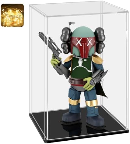 LANSCOERY Acrylic Display Case Black Base 8x8x14inch Easy Assembly