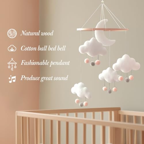 Boho Baby Crib Mobile - Gender Neutral Hand-Crocheted Moon Stars Clouds
