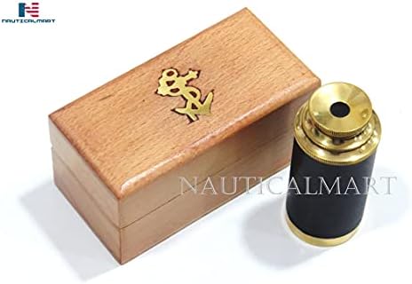 NauticalMart Pirate Brass Telescope 6 Inch With Wooden Box - Navigation