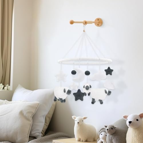 Gicoherero Sheep Baby Crib Mobile Neutral Farm Animal Hanging Decor