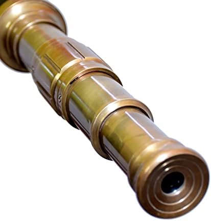 Nautical Brass Telescope with Adjustable Tripod and Black Leather Cover