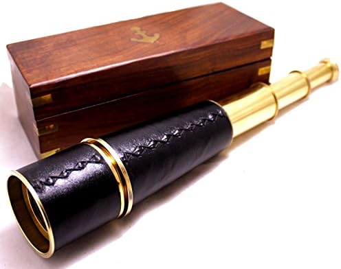 NauticalMart Admirals 18 Brass Spy Glass with Leather Grip
