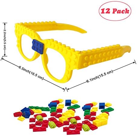 Hxezoc 12 Pcs Building Bricks Glasses Set