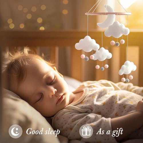 Boho Baby Crib Mobile - Gender Neutral Hand-Crocheted Moon Stars Clouds