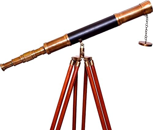 Antique Marine Telescope Wooden Tripod Stand