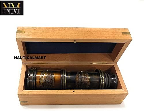 Handtooled Brass Spy Glass Telescope with Hardwood Box