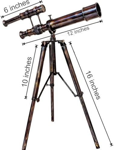 Brass Telescope with Tripod for Desk Decor and Gifts