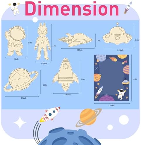 Space Themed Party Favors 24pcs Wooden Painting Crafts for Kids