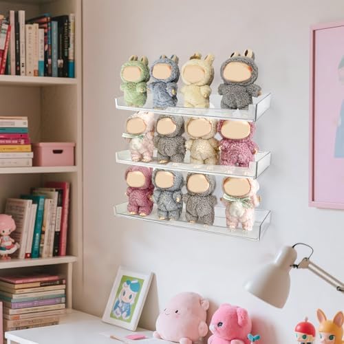 BOHOIDEE Clear Floating Shelves 3 Pack Wall Display Storage
