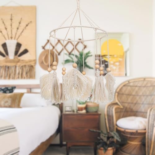 Boho Crib Mobile with Neutral Soothing Tones