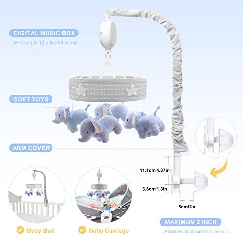 YUNGCHI Baby Mobile for Crib Musical Carousel Elephant Decor