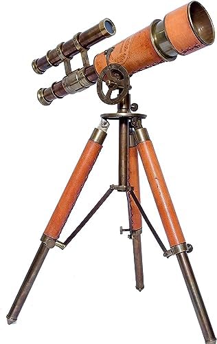 Vintage Brass Telescope with Leather Cover