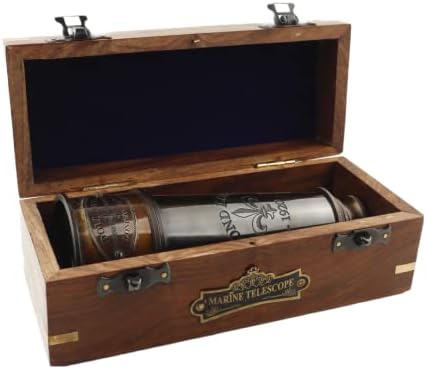 Antique Working Telescope Spyglass in Brass Leather Box