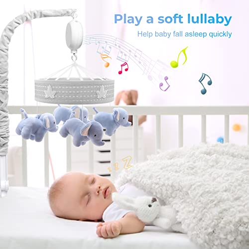 YUNGCHI Baby Mobile for Crib Musical Carousel Elephant Decor