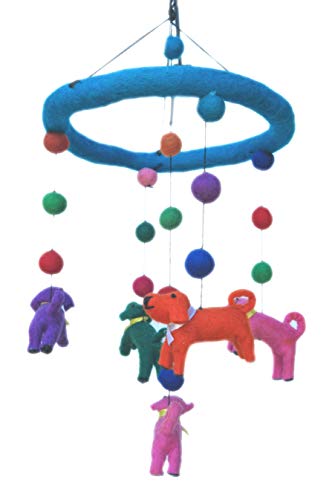 Baby Mobile with Handmade Wool Dogs for Crib