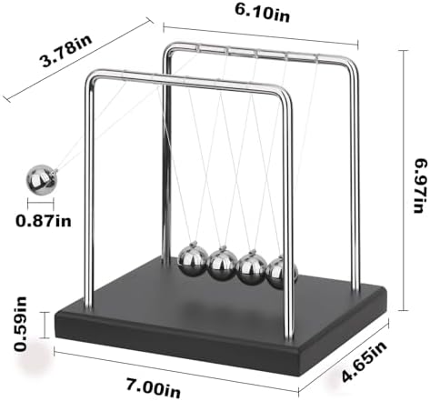 SEVNPRIME 5 Large Beads Newtons Cradle Desk Toy with Black Base