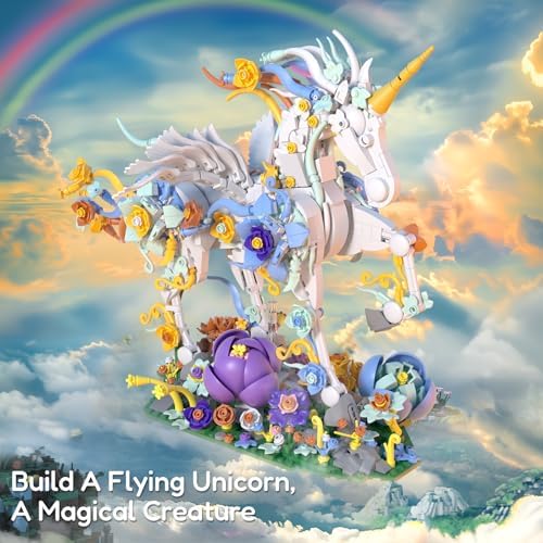 Sillbird Flowers Unicorn Building Toy Set 1472 Pieces